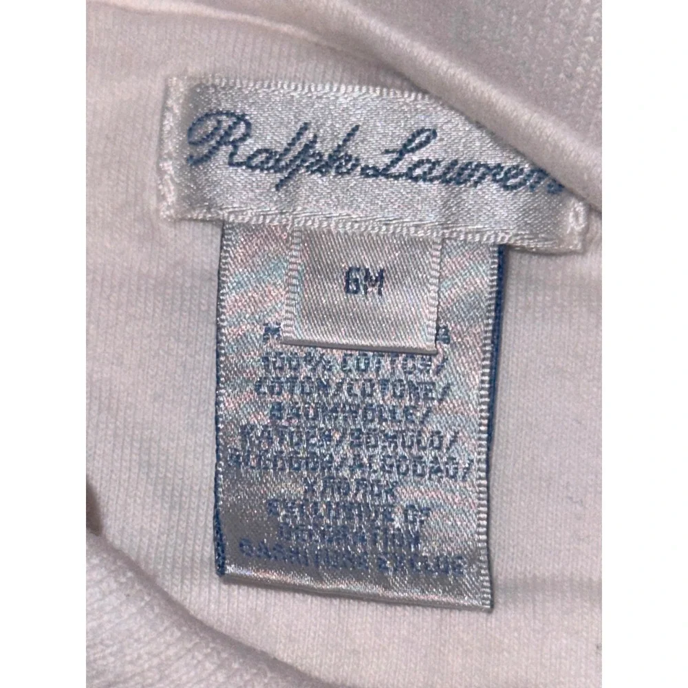 Ralph Lauren Polo Romper Baby Girl 6M White Short Sleeve‎ Cotton Pique Bodysuit